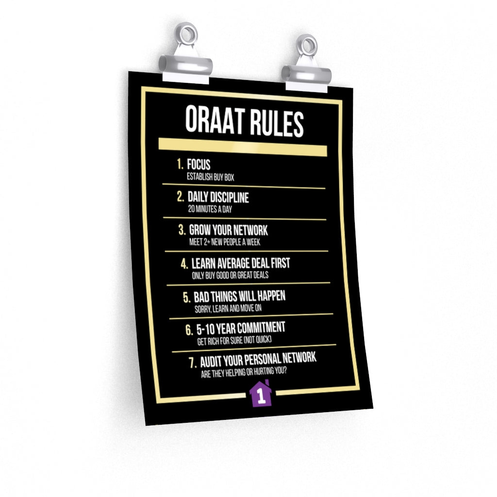 Framed ORAAT Rules Poster – One Rental at a Time